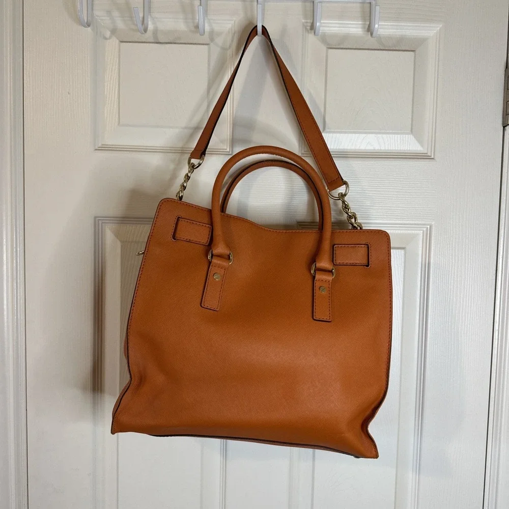 Michael Michael Kors Orange Leather Hamilton Large Tote Bag 14